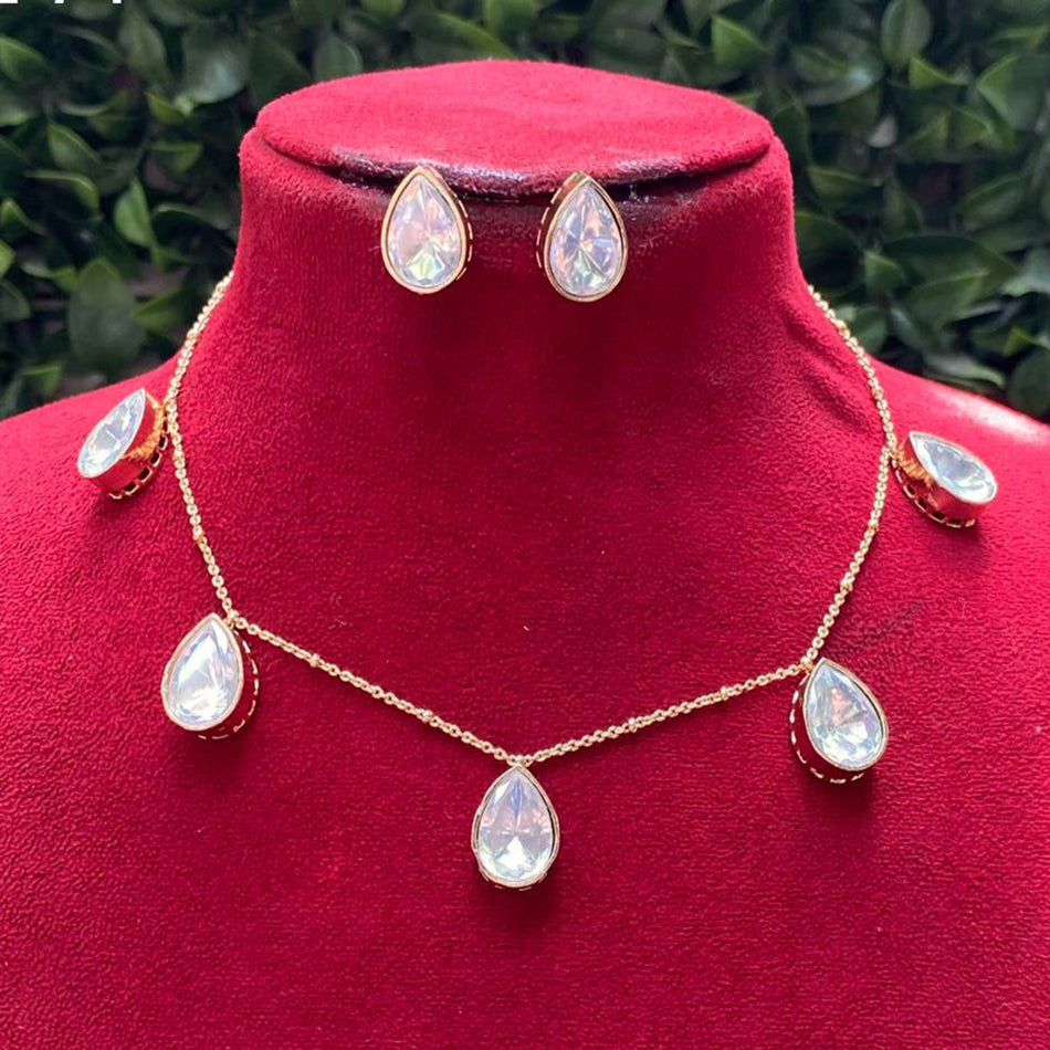 Kundan Choker Necklace in Rose Gold Plated | Bridal Jewellery India