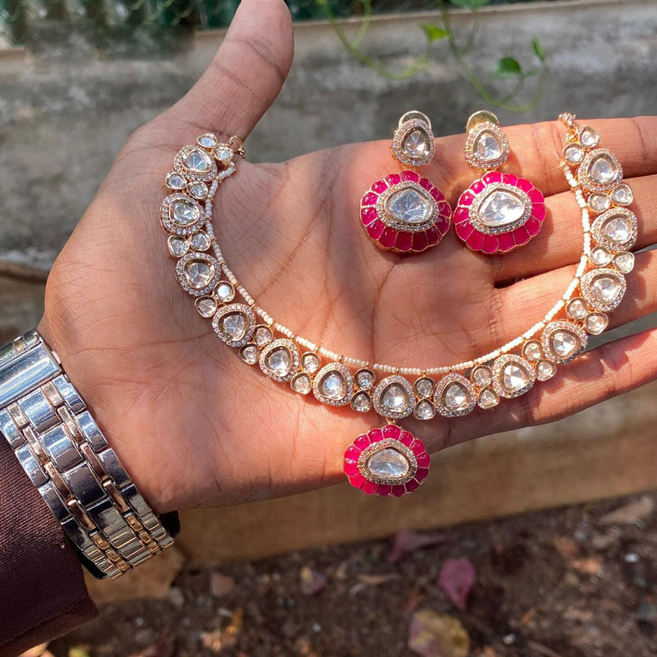 Kundan Choker Necklace in Gold Tone | Bridal Jewellery India
