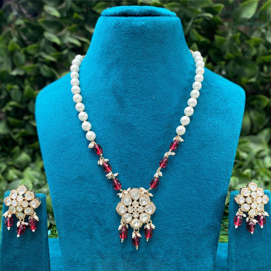 Kundan Necklace in Gold Plated with Polki Stones | Bridal Jewellery India