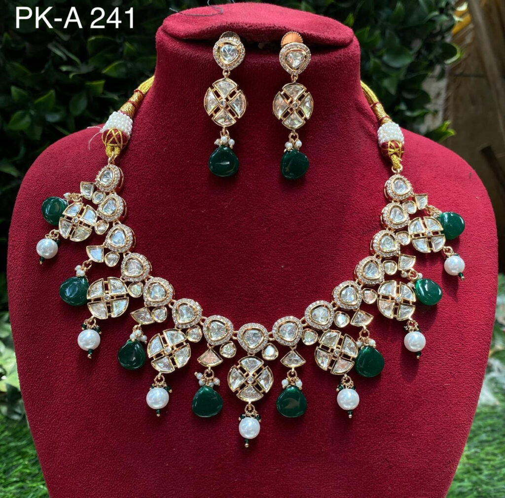 Kundan Necklace in Sterling Silver | Bridal Jewellery India