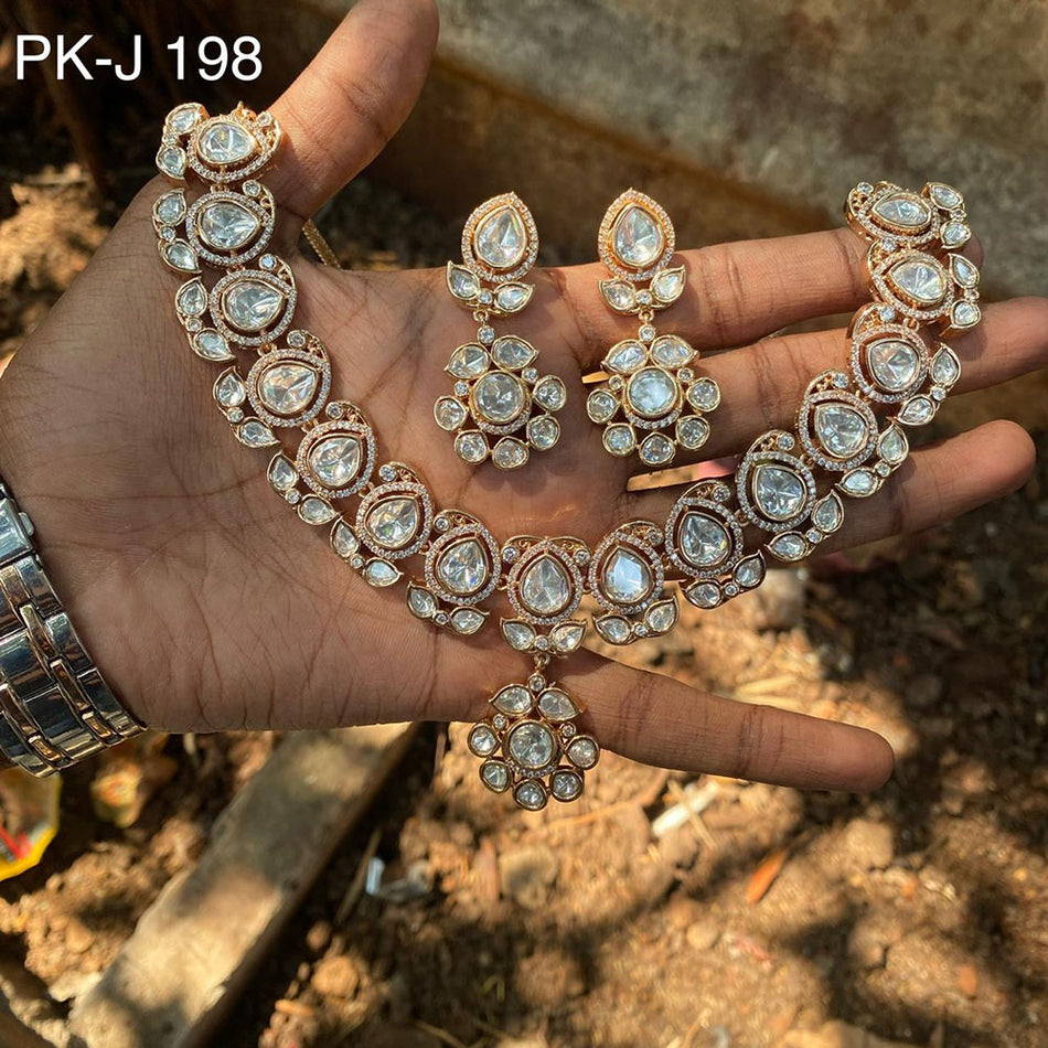 Kundan Choker Necklace in Rose Gold Plated | Bridal Jewellery India