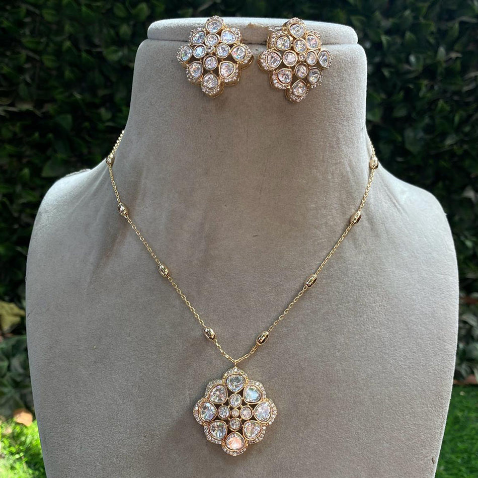 Designer Polki Kundan Necklace in Gold Plated for Bridal | Bridal Jewellery India