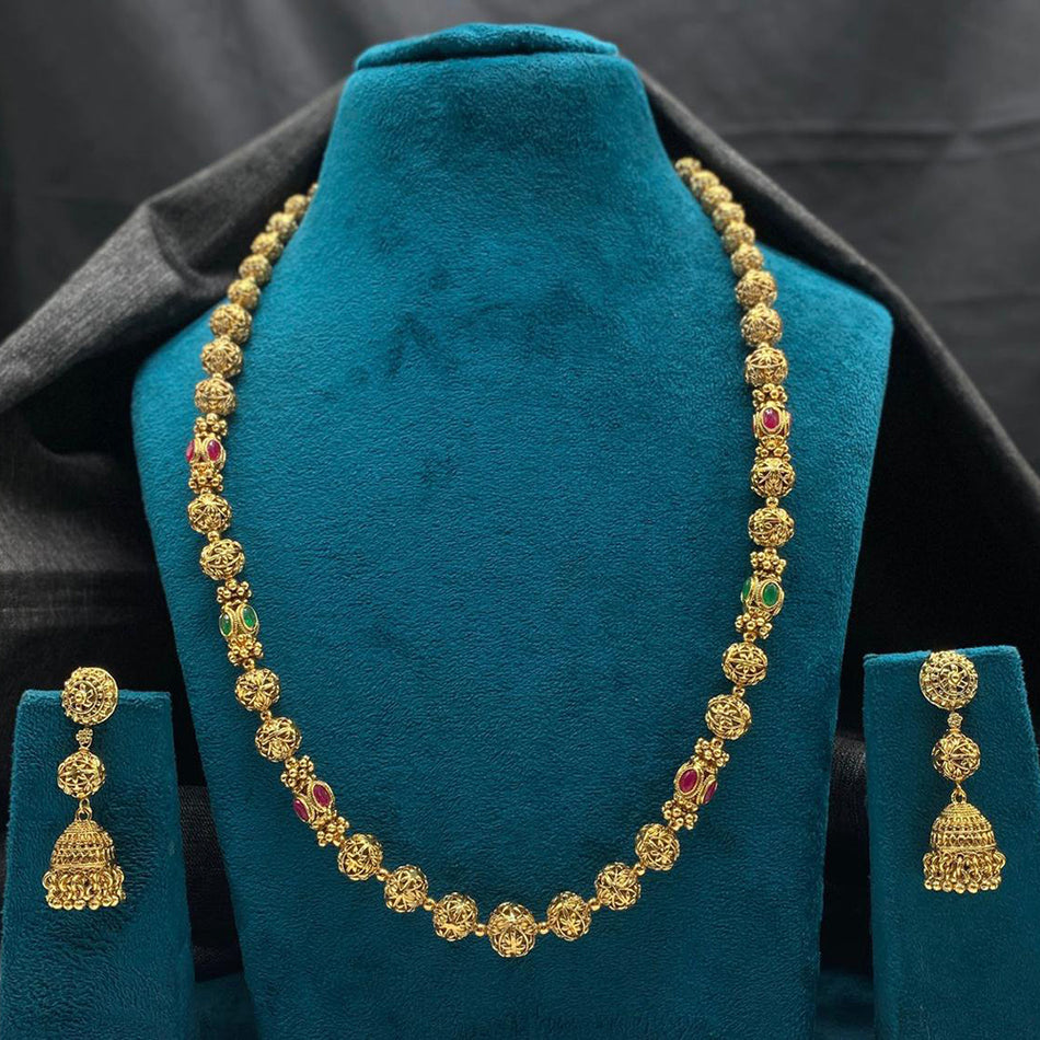 Pota Stone Necklace in Gold Tone | Bridal Jewellery India