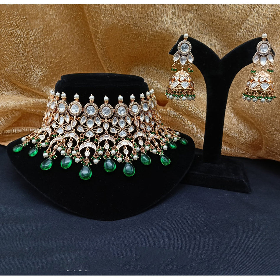 Kundan Choker Necklace in Gold Plated for Bridal Wear | Bridal Jewellery India