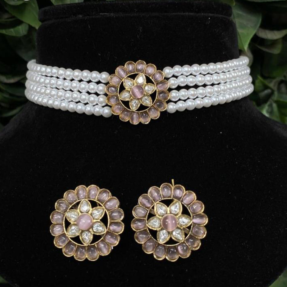 Kundan Choker Necklace in White Gold Plated for Bridal | Bridal Jewellery India