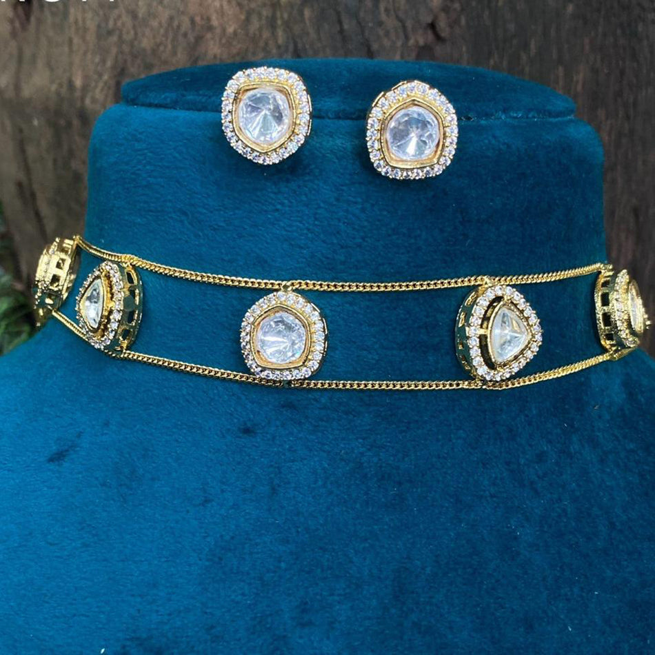 Kundan Choker Necklace in Gold Plated | Bridal Jewellery India