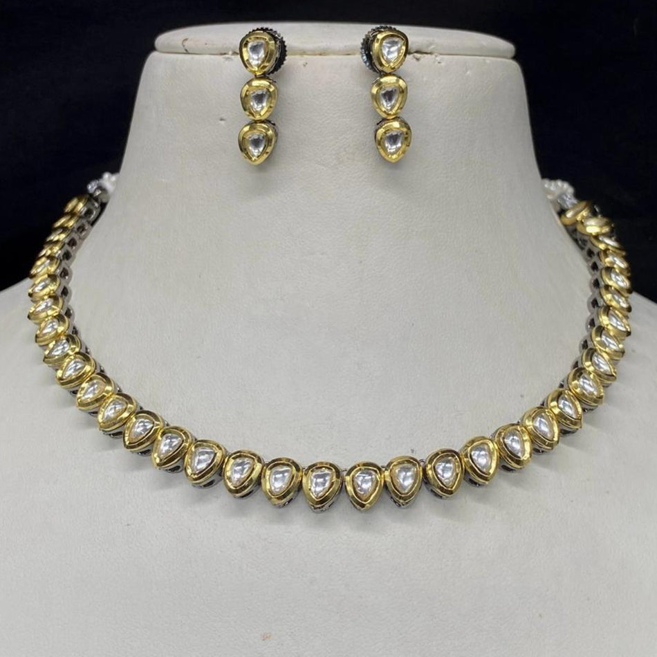 Kundan Choker Necklace in Sterling Silver | Bridal Jewellery India