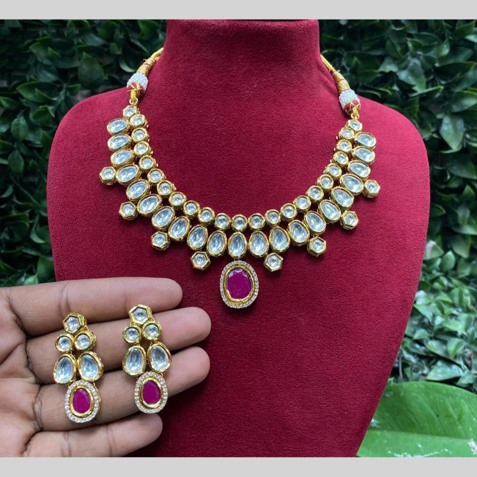 Kundan Choker Necklace in White Gold Plated | Bridal Jewellery India