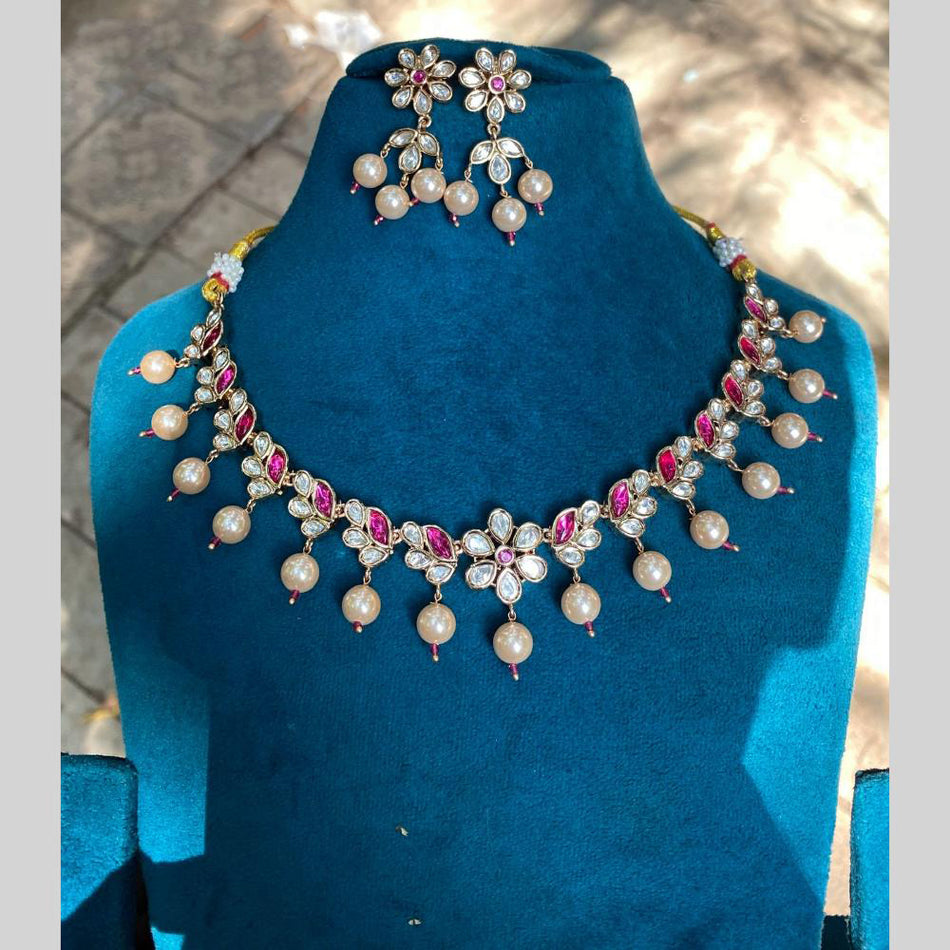 Kundan Choker Necklace in Gold Plated with Polki Stones | Bridal Jewellery India