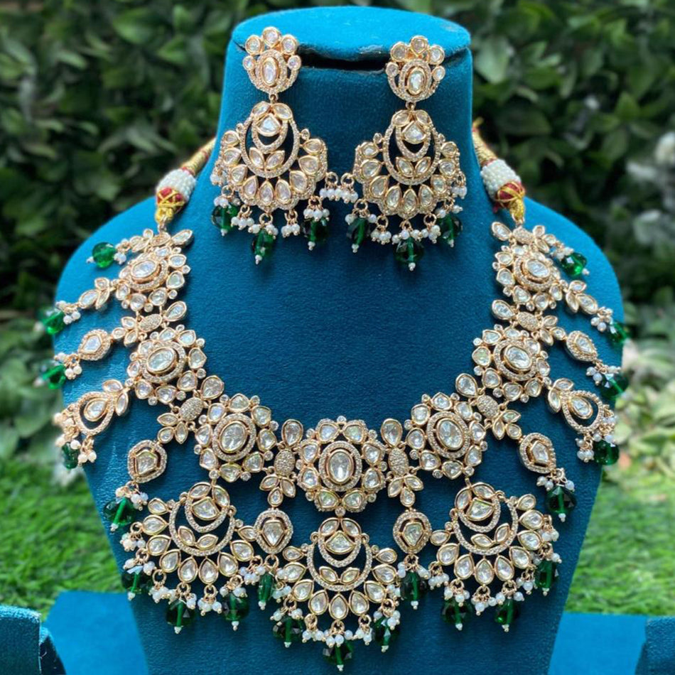 Kundan Necklace in White Gold Plated for Bridal | Bridal Jewellery India