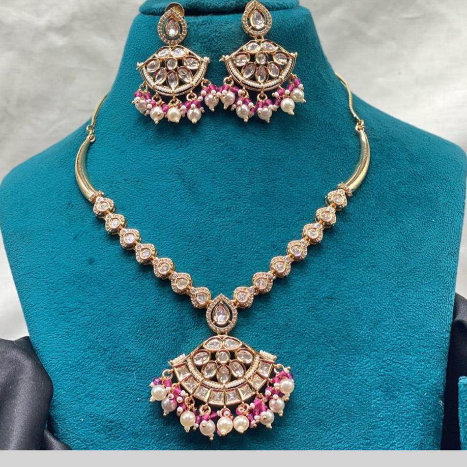 Kundan Choker Necklace in Gold Plated with Polki Stones | Bridal Jewellery India
