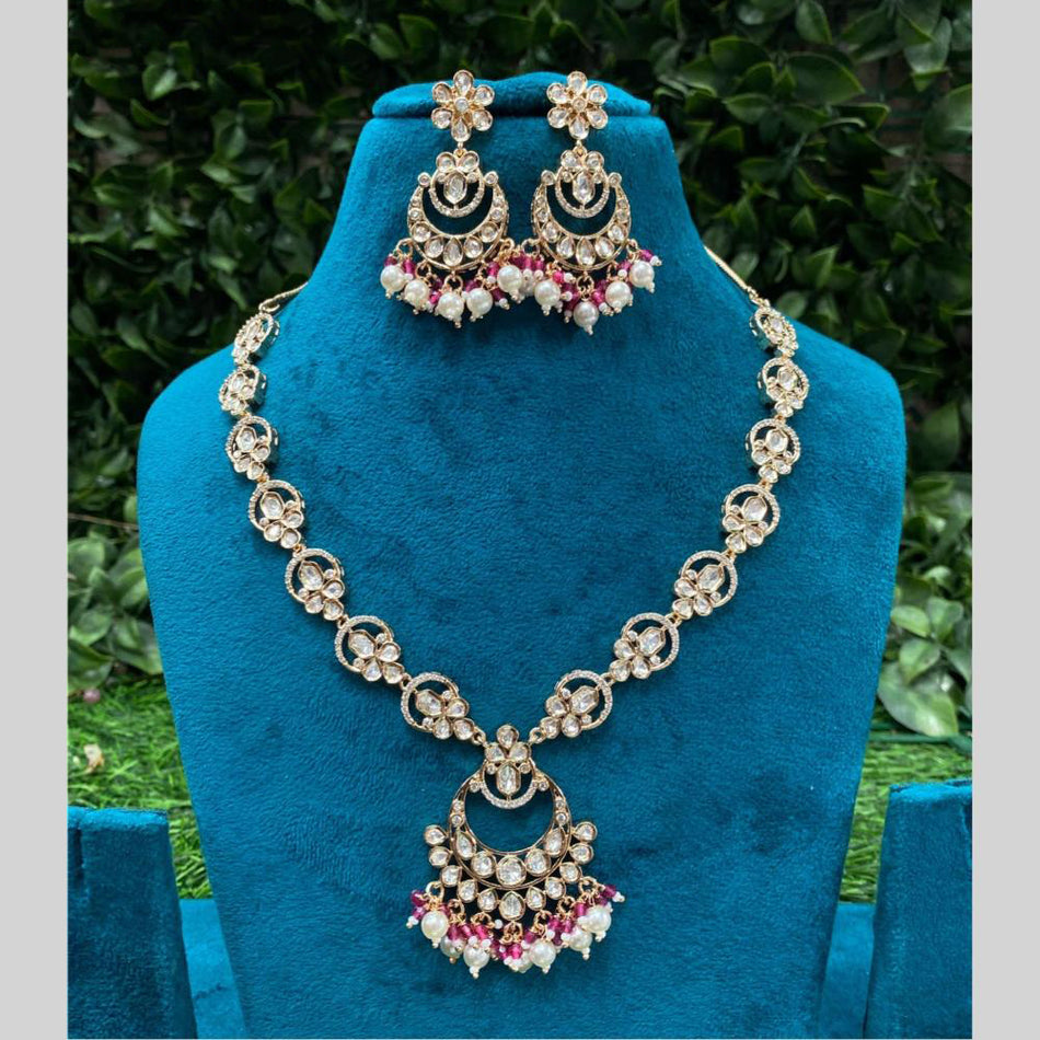 Kundan Necklace in Gold Plated with Polki Stones | Bridal Jewellery India