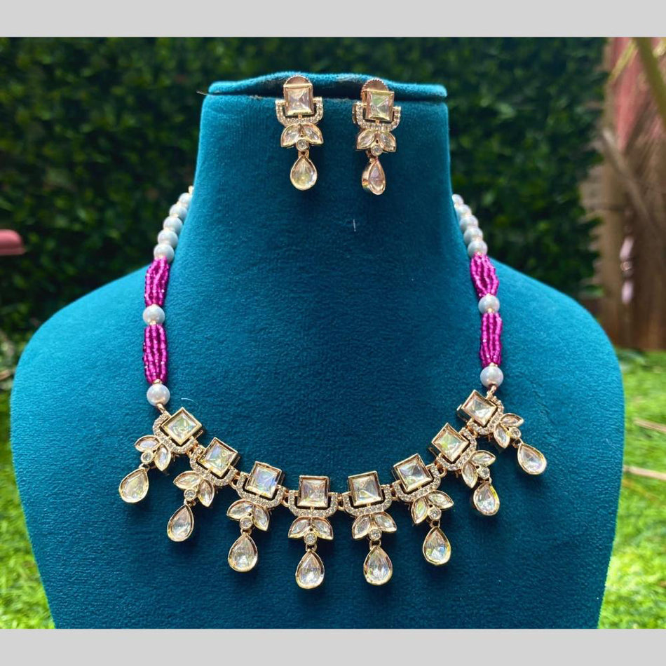 Kundan Necklace in White Gold Plated for Bridal Wear | Bridal Jewellery India