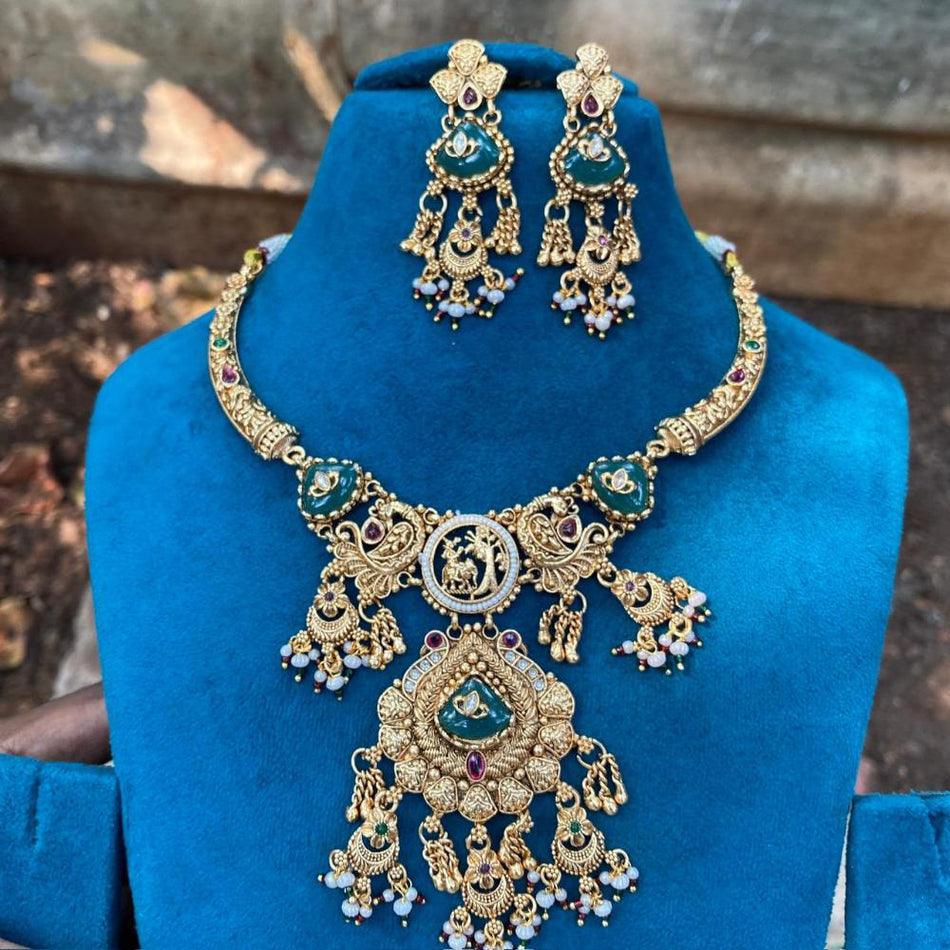 Graceful Pearl Necklace in  Gold Plated | Bridal Jewellery India