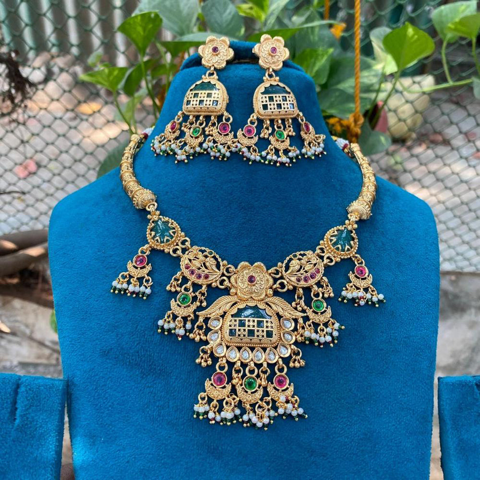 Graceful Pota Pearl Necklace in Gold Tone | Bridal Jewellery India