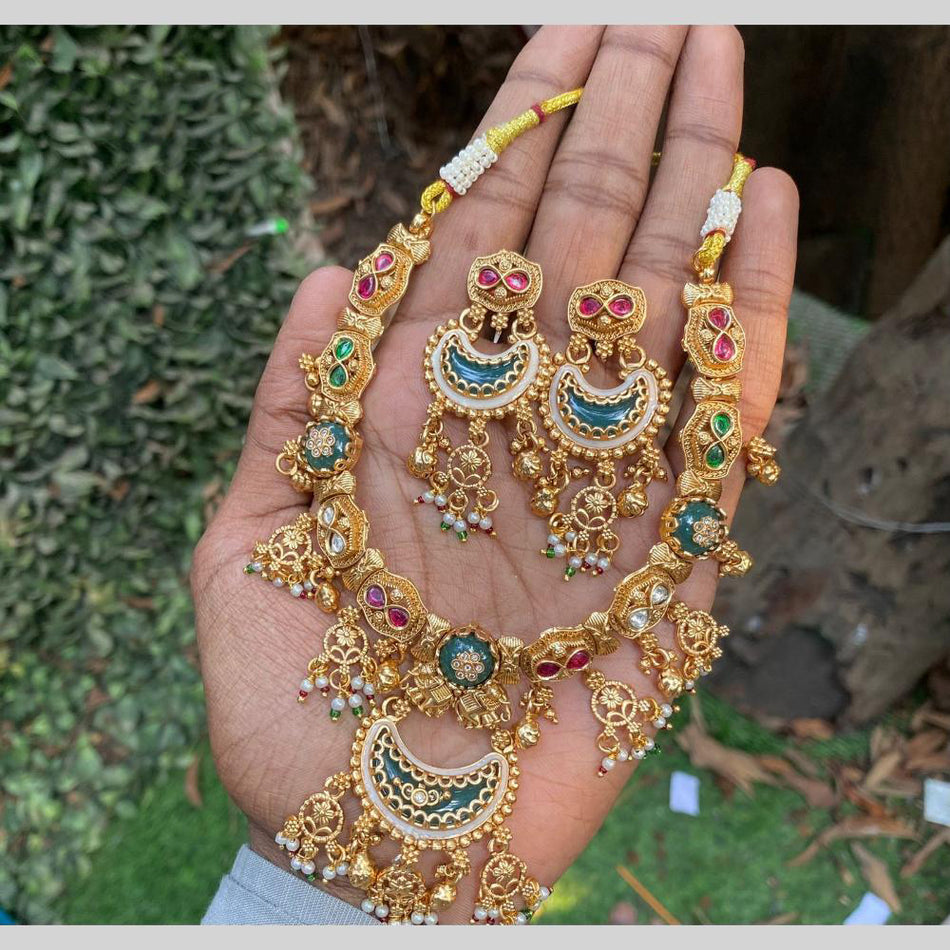 Graceful Pearl Necklace in  Gold Plated | Bridal Jewellery India