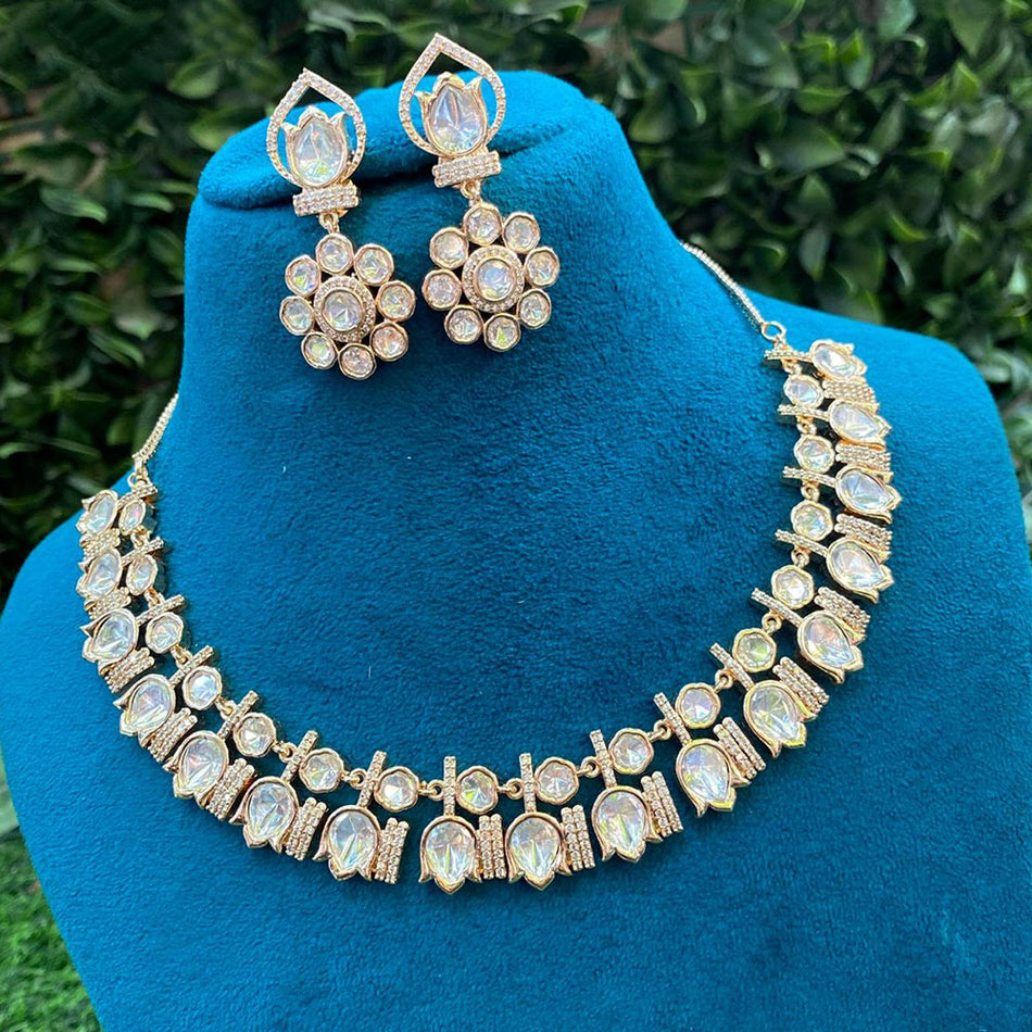 Kundan Necklace in Rose Gold Plated | Bridal Jewellery India