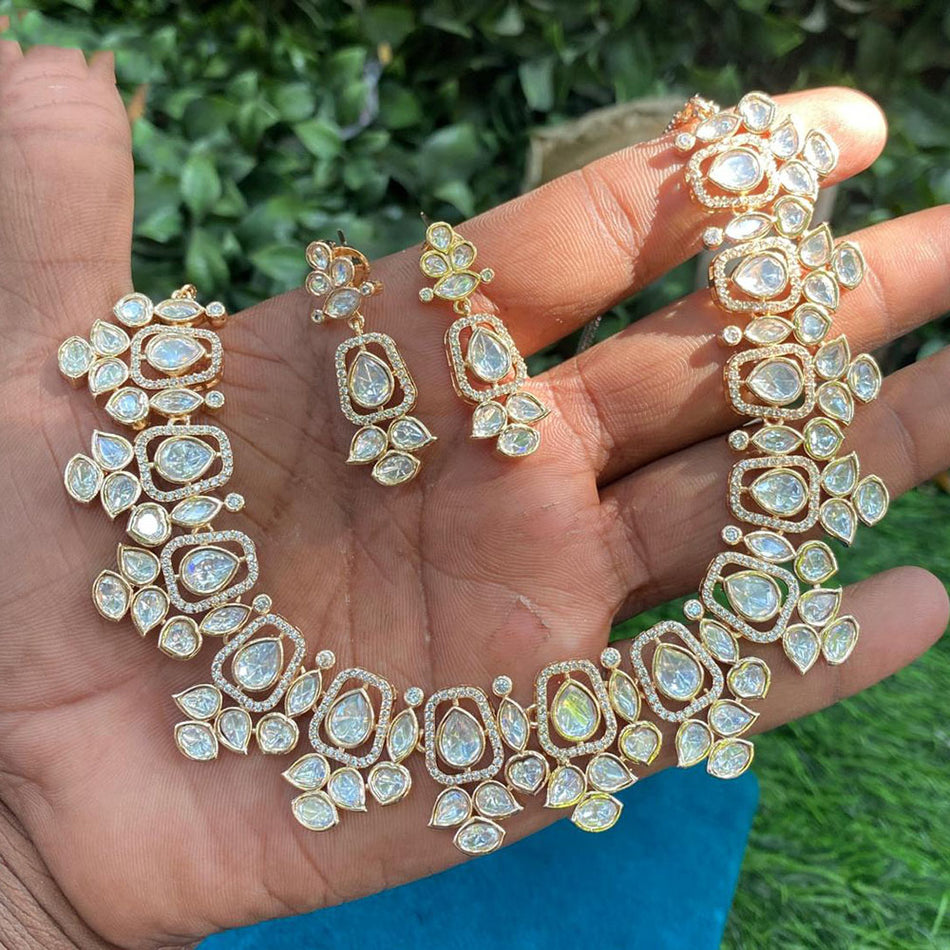 Kundan Choker Necklace in Gold Plated with Polki Stones | Bridal Jewellery India
