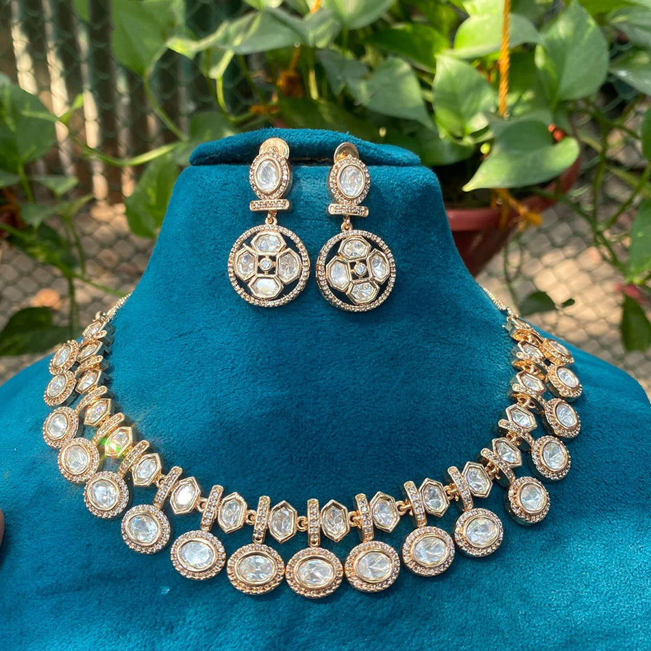 Kundan Choker Necklace in White Gold Plated for Bridal | Bridal Jewellery India