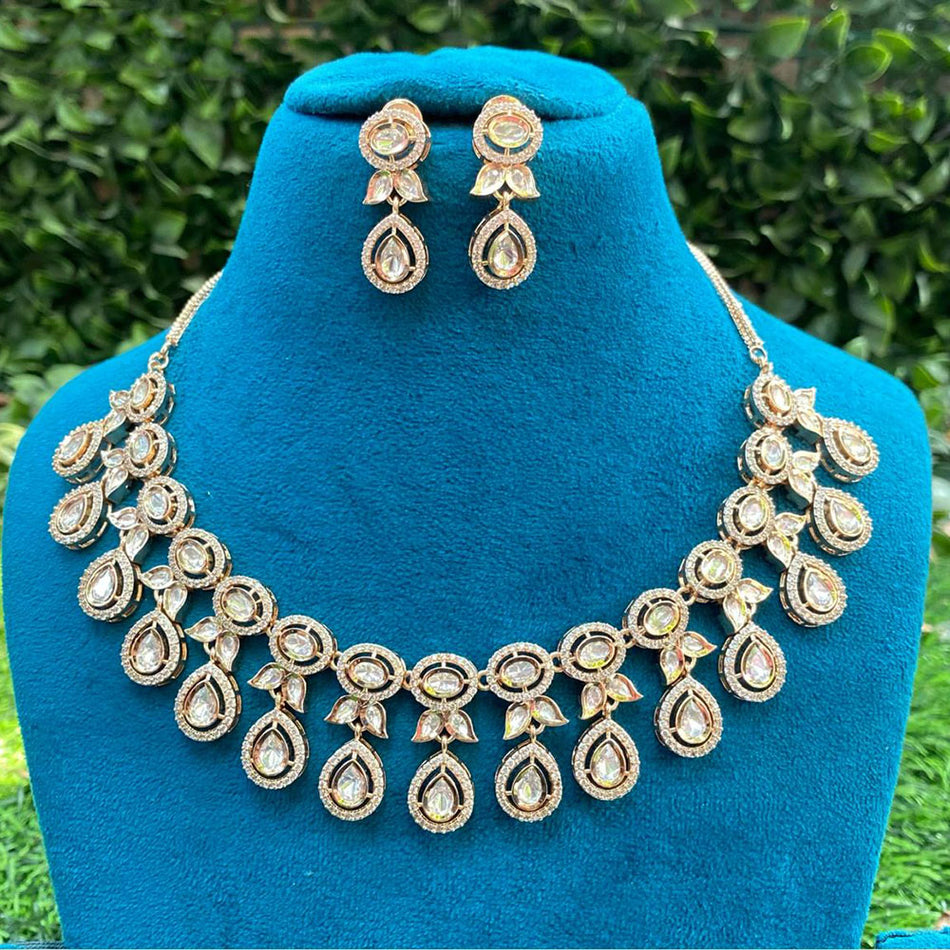 Kundan Necklace in Rose Gold Plated | Bridal Jewellery India