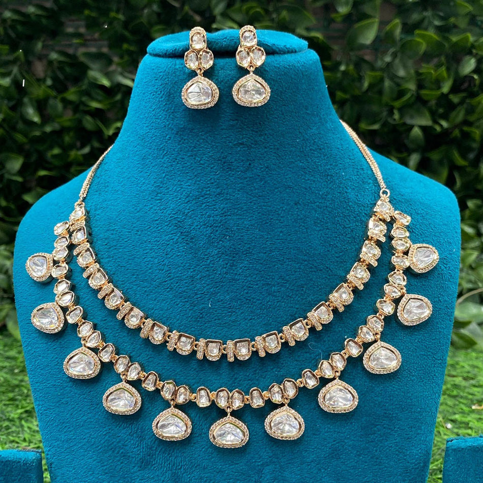 Kundan Choker Necklace in White Gold Plated | Bridal Jewellery India