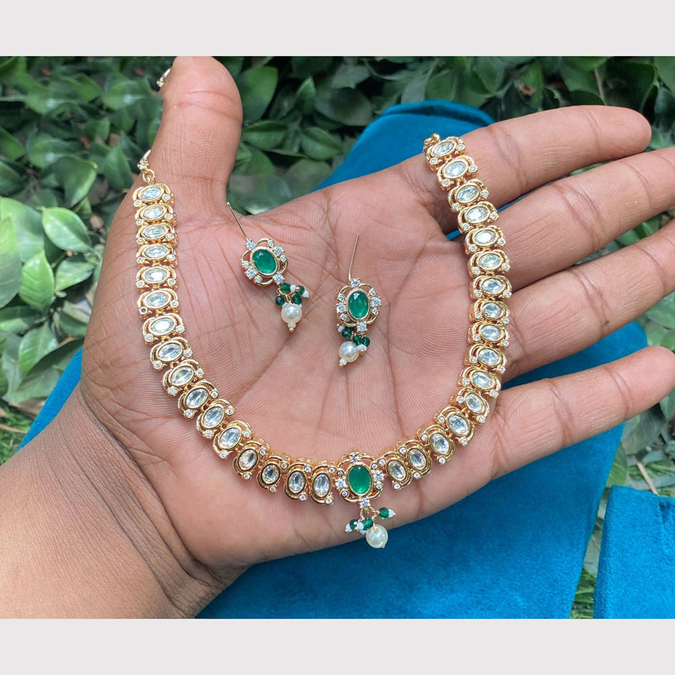 Kundan Necklace in Gold Plated with Polki Stones for Bridal | Bridal Jewellery India
