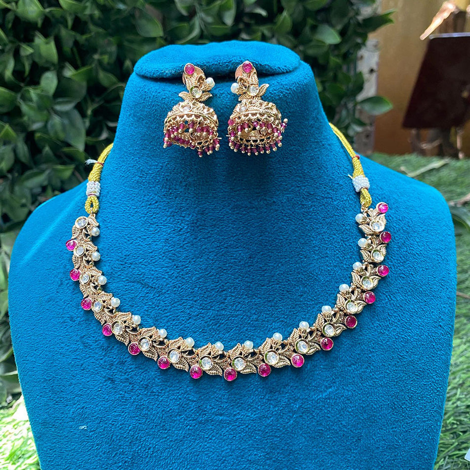 Kundan Necklace in White Gold Plated for Bridal | Bridal Jewellery India