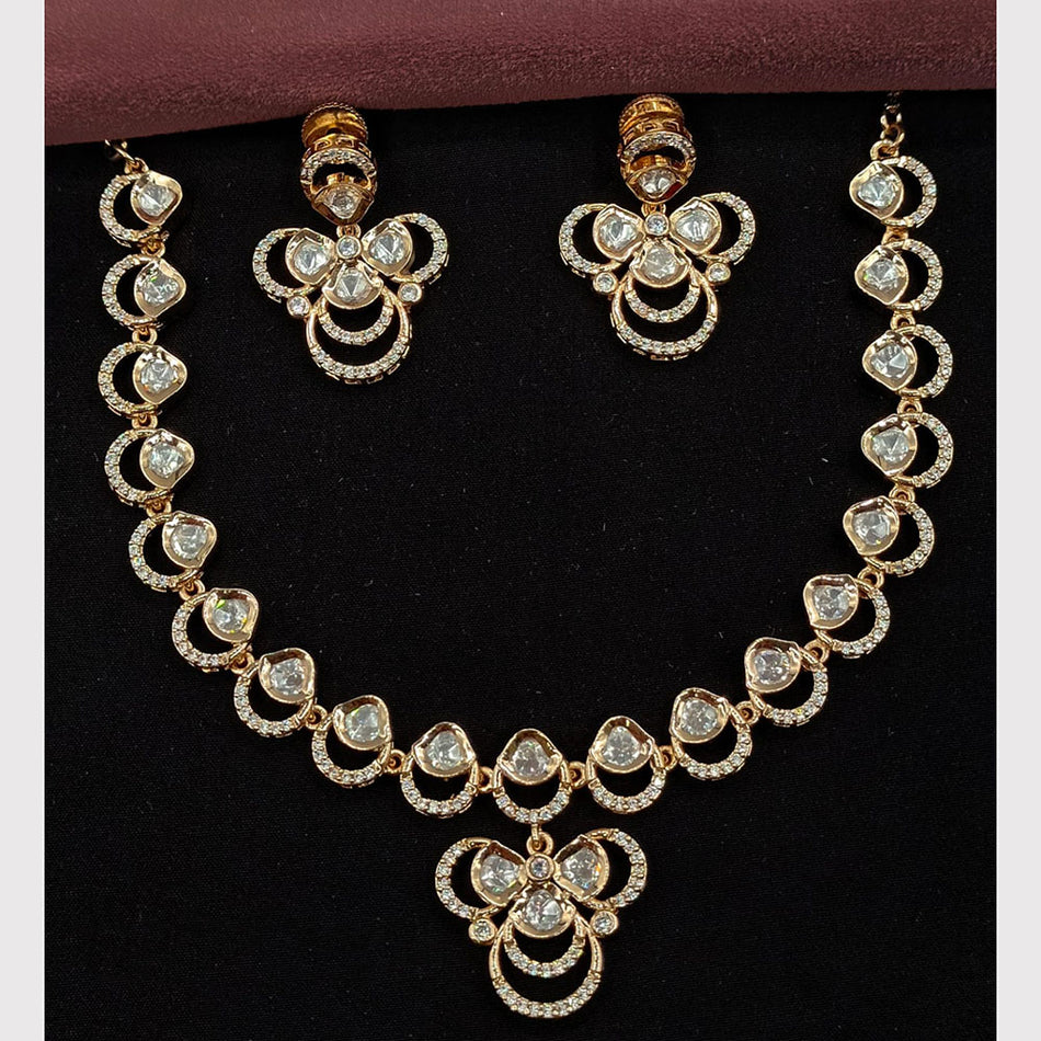 Kundan Choker Necklace in 14K White Gold Plated | Bridal Jewellery India