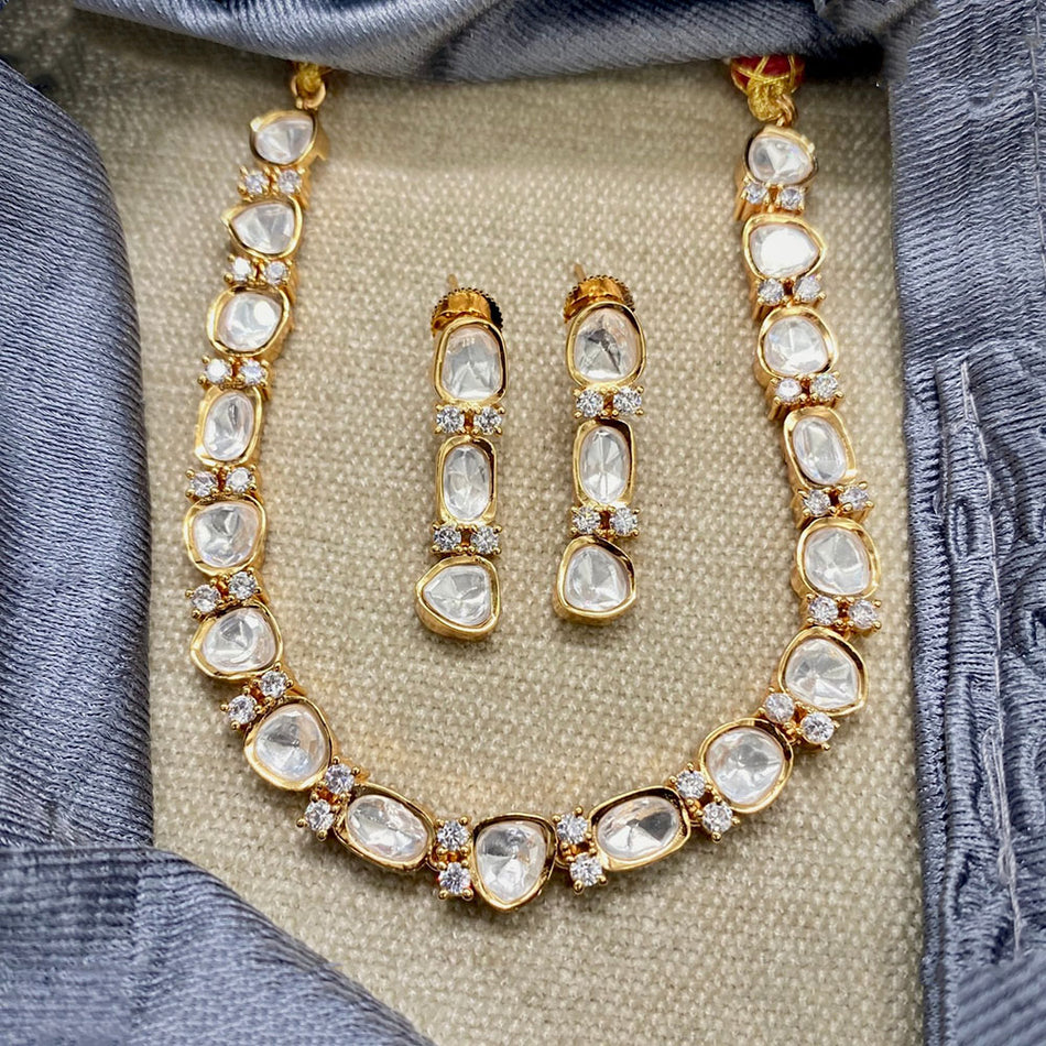 Kundan Choker Necklace in Sterling Silver | Bridal Jewellery India
