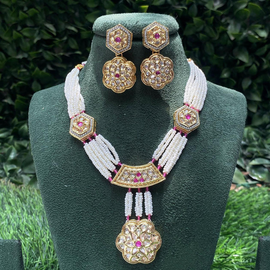 Kundan Choker Necklace in Silver with Polki Stones | Bridal Jewellery India