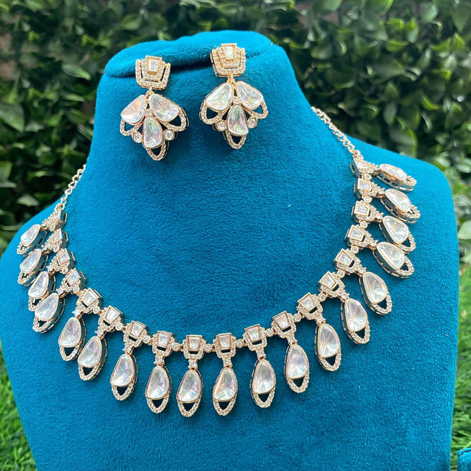 Designer Polki Kundan Necklace in Gold Plated Silver | Bridal Jewellery India