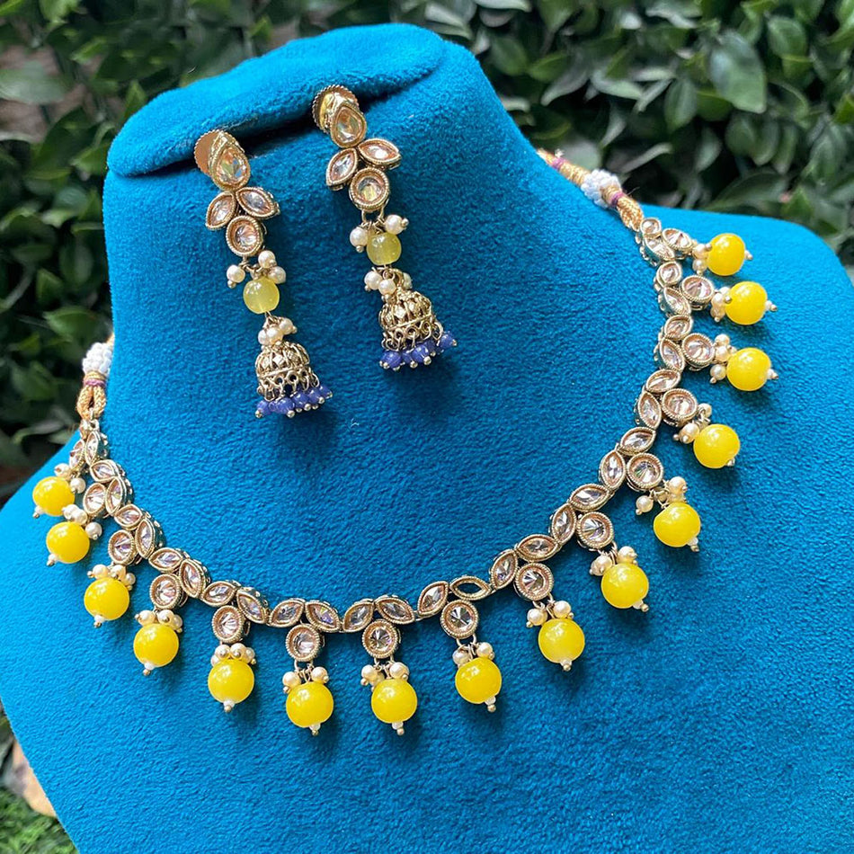 Heritage Crystal Choker in Gold Plated for Occasion Necklace | Bridal Jewellery India