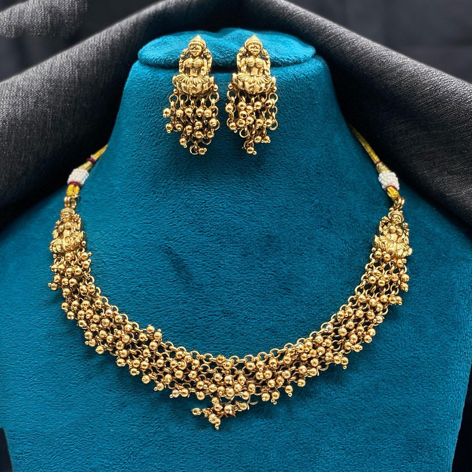 Gold Plated Pota with Pearls Necklace | Bridal Jewellery India