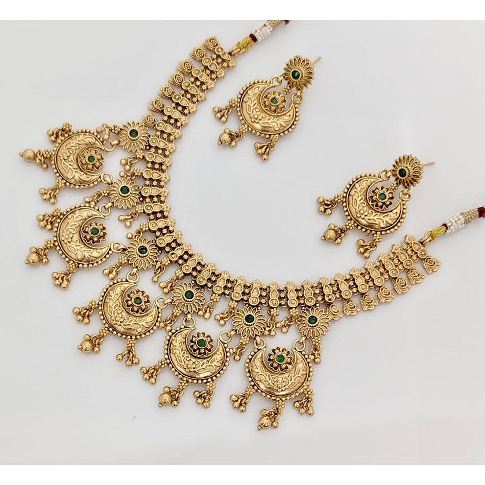 Pota Stone   Pearl Necklace in Gold Tone | Bridal Jewellery India