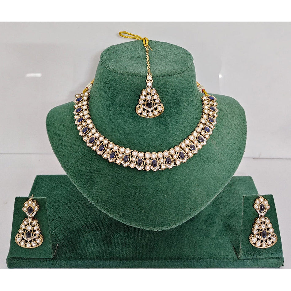 Heritage Pota Stone Necklace in Gold Tone | Bridal Jewellery India