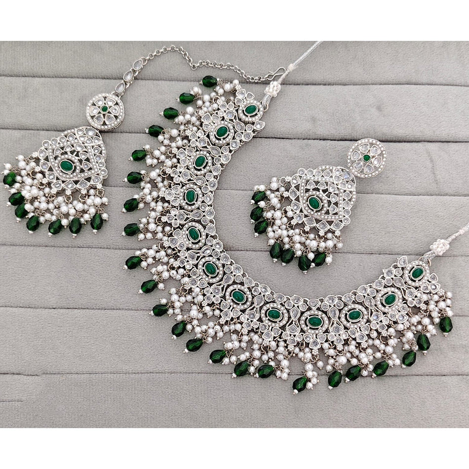 Rose Gold Plated Crystal Stone Necklace Set | Bridal Jewellery India