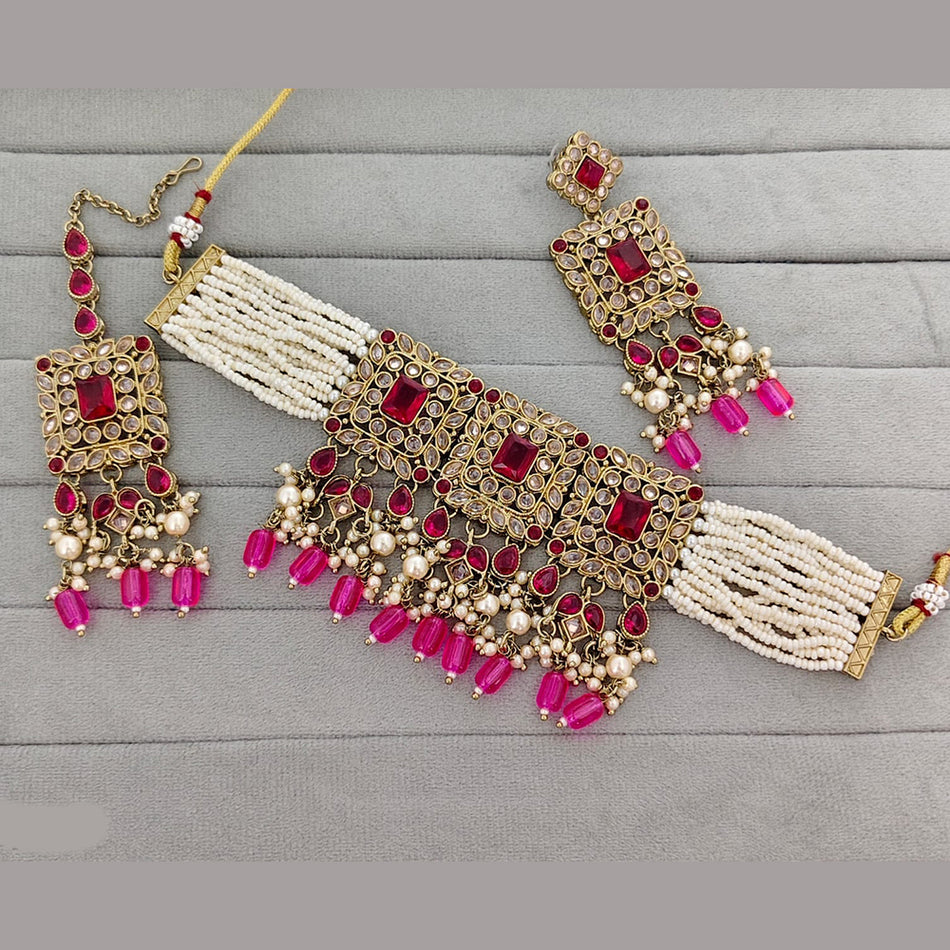 Kundan Choker Necklace in Gold Plated with Polki Stones | Bridal Jewellery India