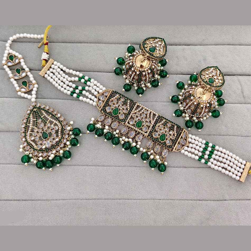 Kundan Choker Necklace in Gold Plated with Polki Stones | Bridal Jewellery India