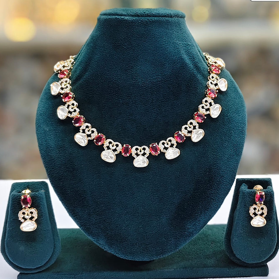 Kundan Choker Necklace in White Gold Plated | Bridal Jewellery India