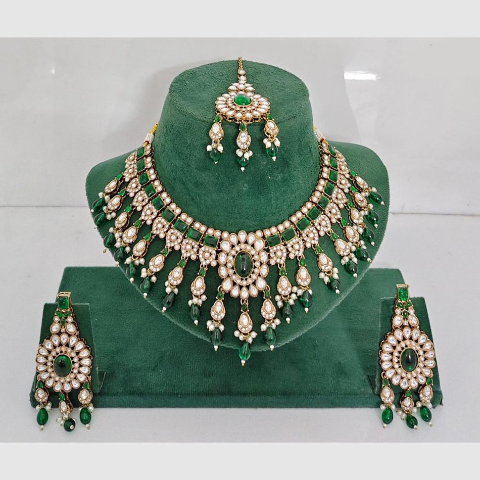 Rose Gold Plated Pota Stone Choker Necklace | Bridal Jewellery India