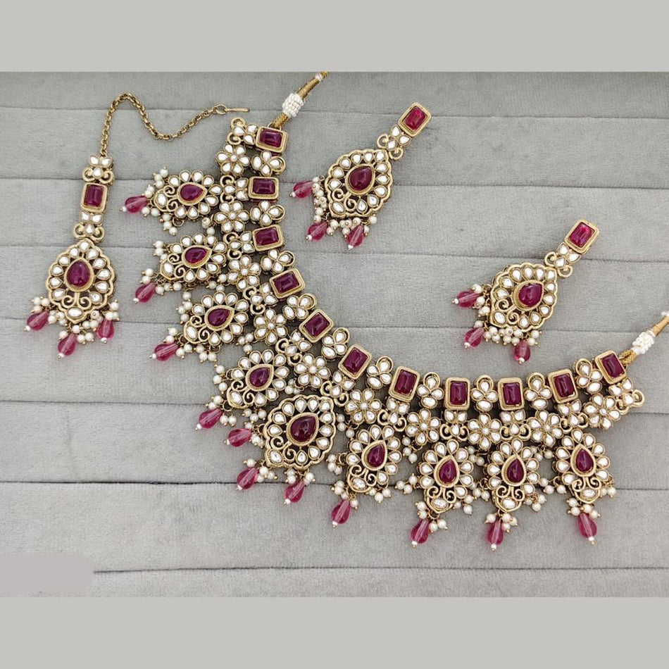Designer Pota Necklace in Gold Plated | Bridal Jewellery India
