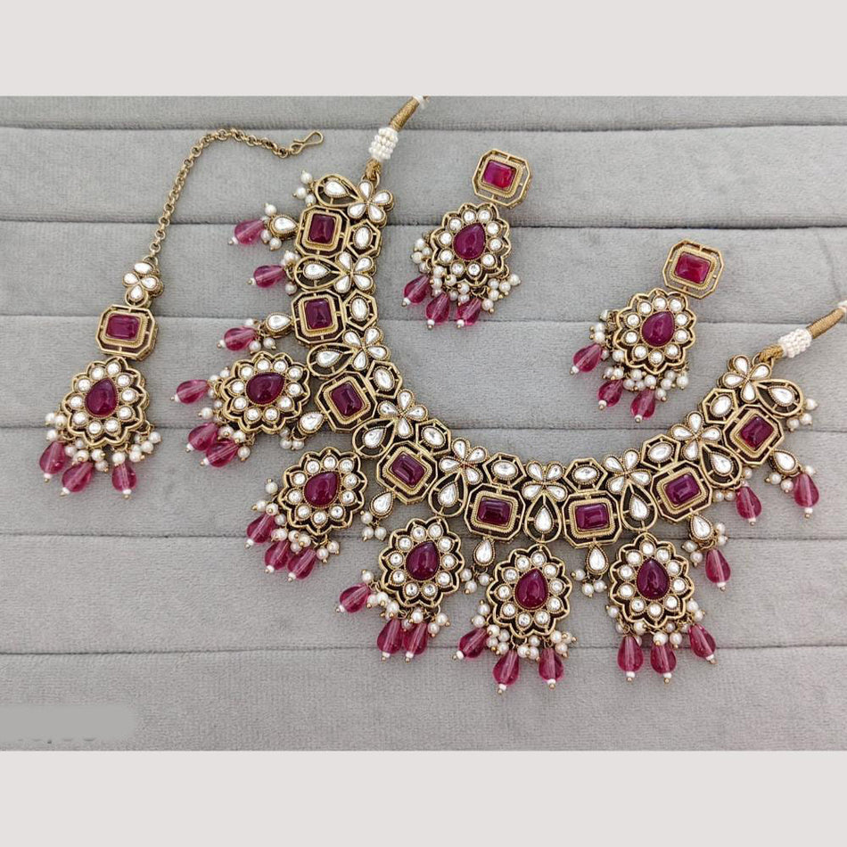 Pota Necklace in Rose Gold Plated | Bridal Jewellery India