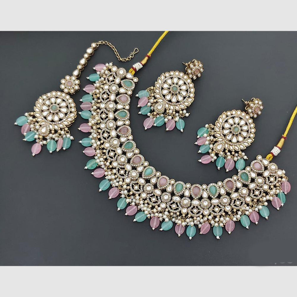 Designer Pota Necklace in Rose Gold Plated | Bridal Jewellery India