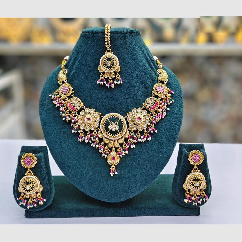 Designer Pearl Necklace in White Gold Plated | Bridal Jewellery India