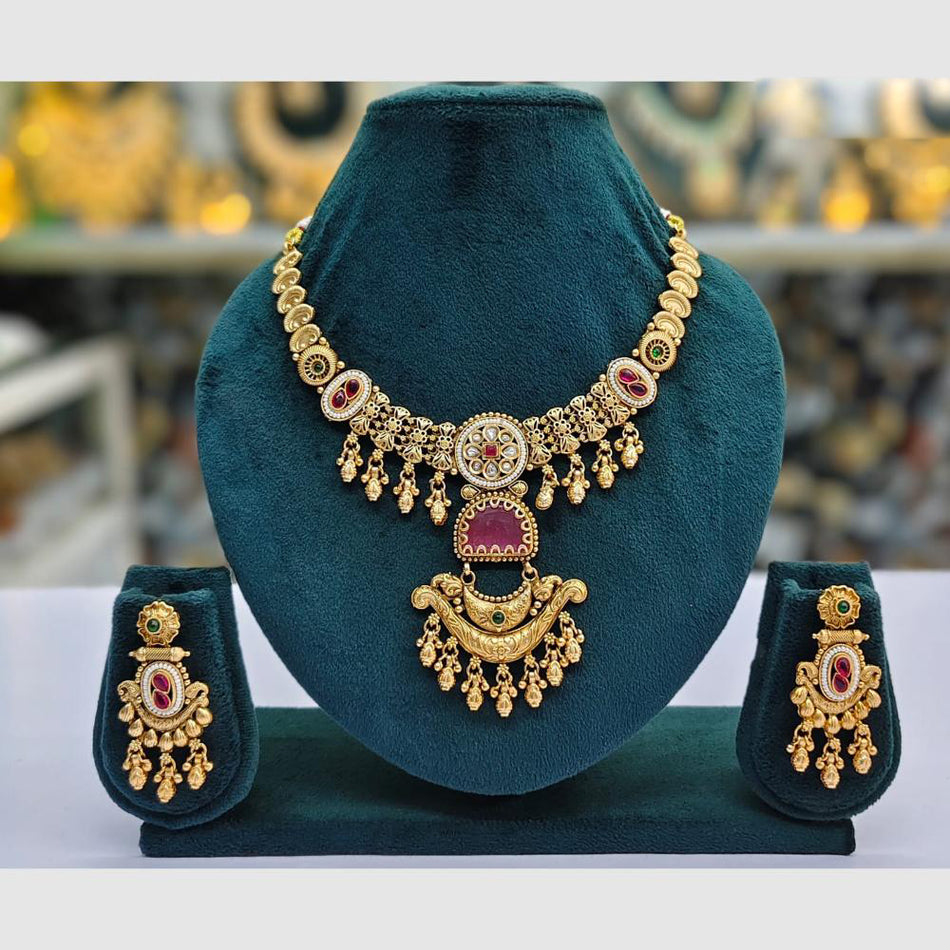 Pota Necklace in Rose Gold Plated | Bridal Jewellery India