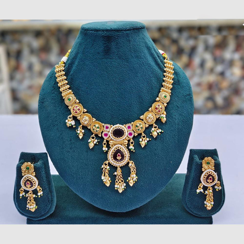 Designer Pearl Necklace in Gold Tone | Bridal Jewellery India