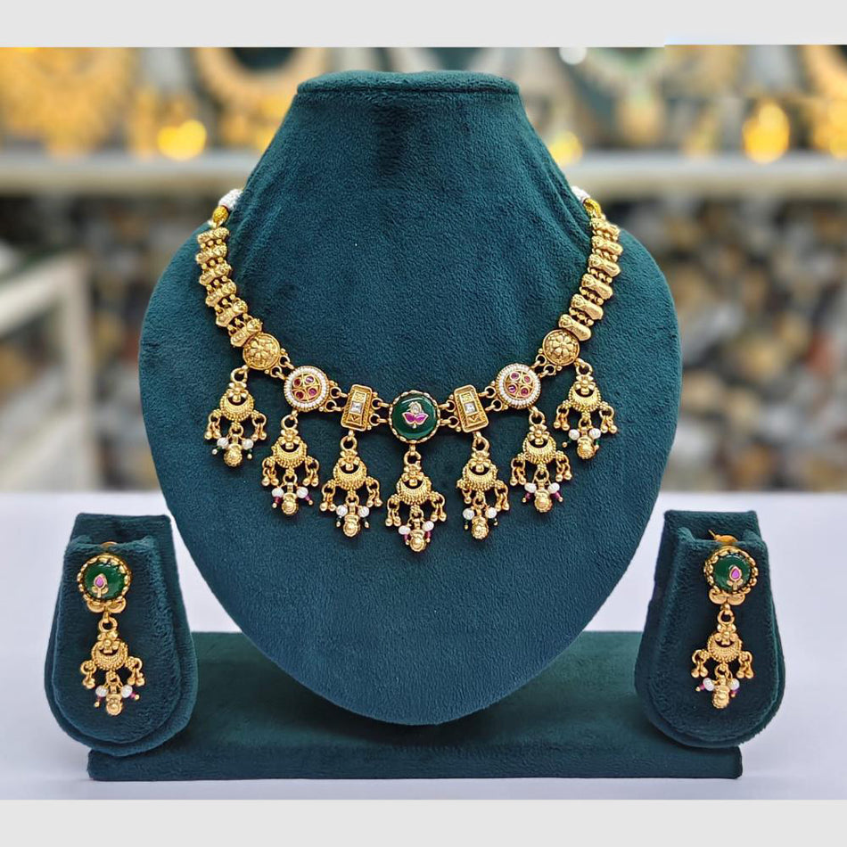 Pota Stone Necklace in Gold Tone | Bridal Jewellery India