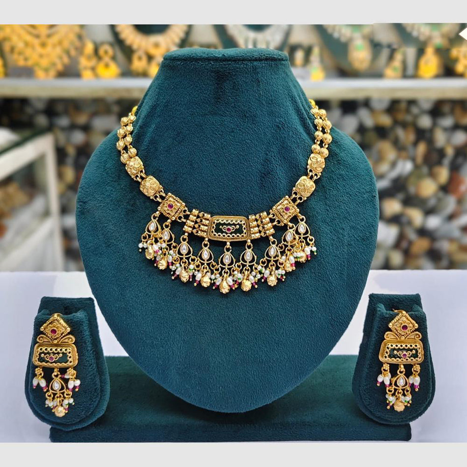 Designer Pota Necklace in Gold Plated | Bridal Jewellery India