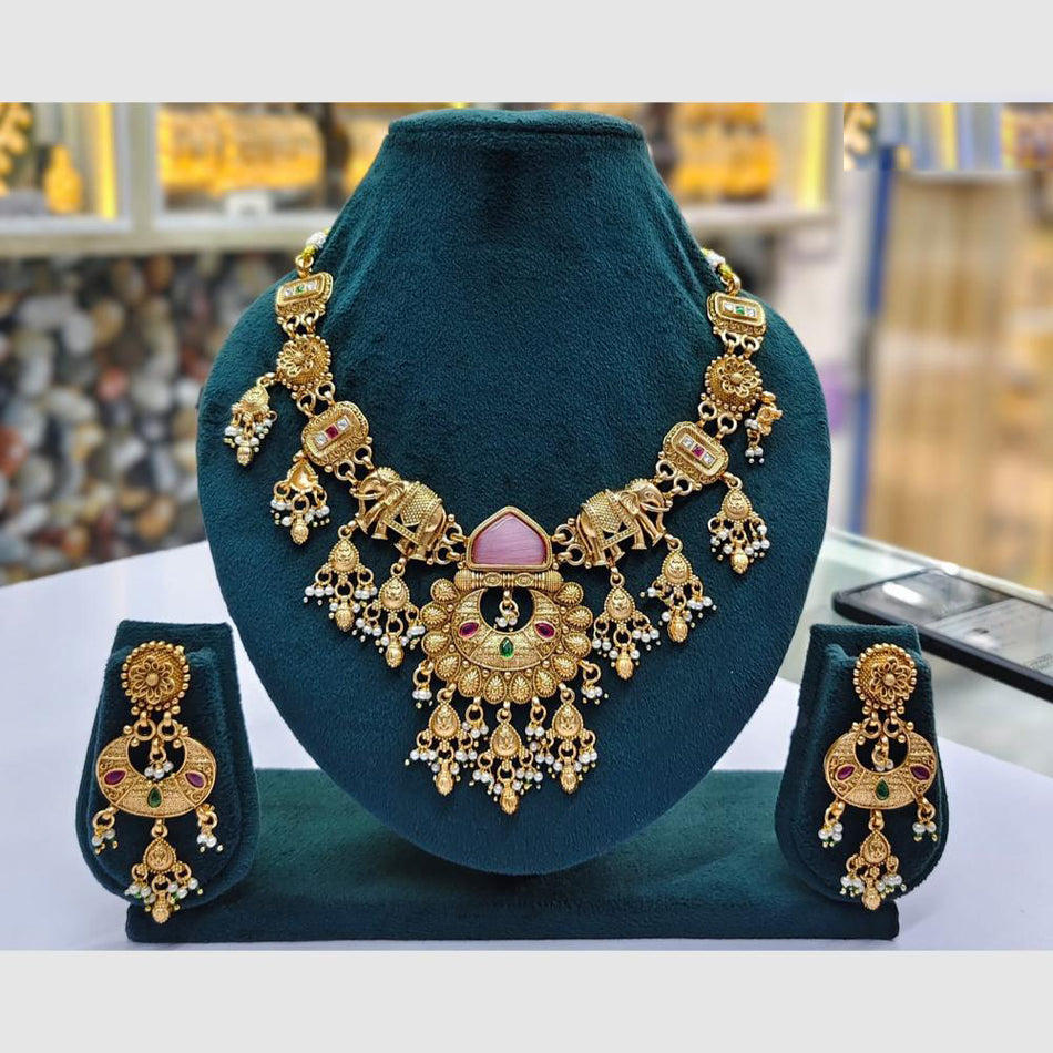 Designer Pota Pearl Necklace in Gold Tone | Bridal Jewellery India
