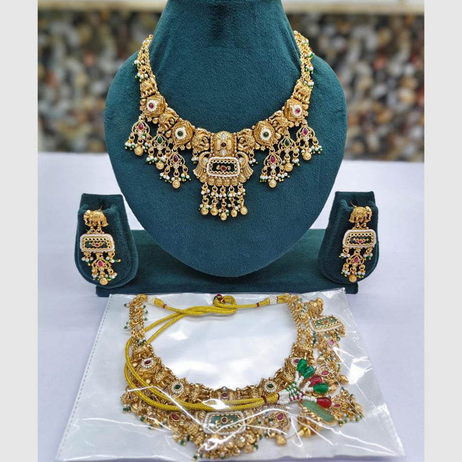 Pota Necklace in Rose Gold Plated | Bridal Jewellery India